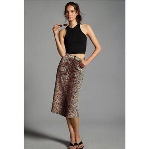 Anthropologie Animal Print Midi Skirt